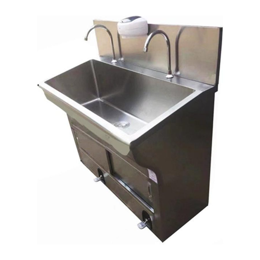 Two-User Stainless Steel Scrub Sink with Low Back