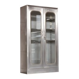 ארון מכשירים מנירוסטה עם דלתות זכוכית 1