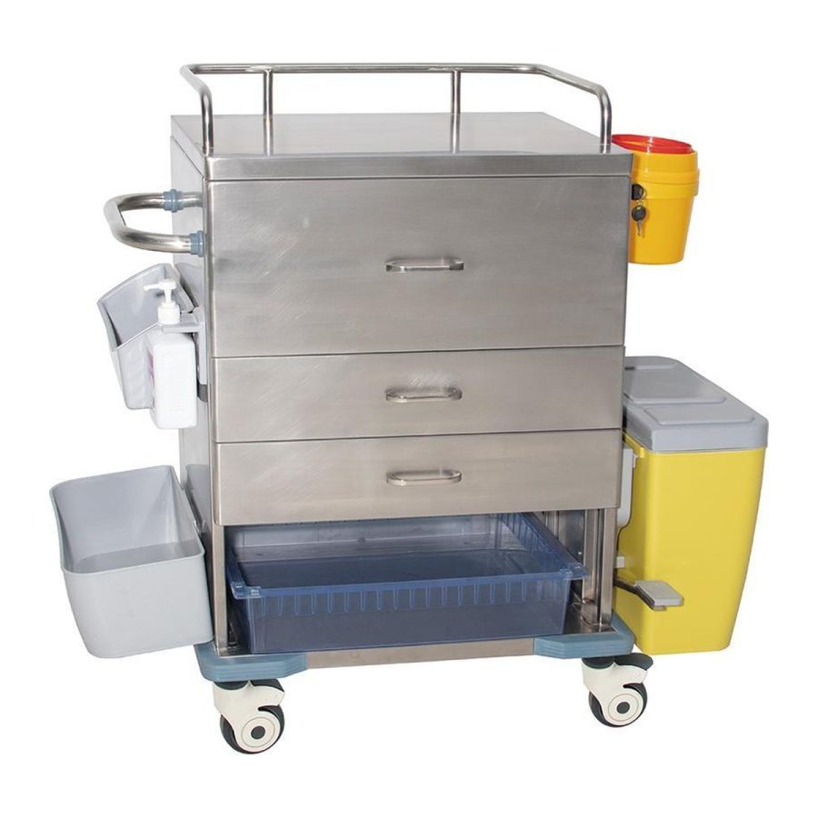Stainless Steel Emergency Trolley with Drawers