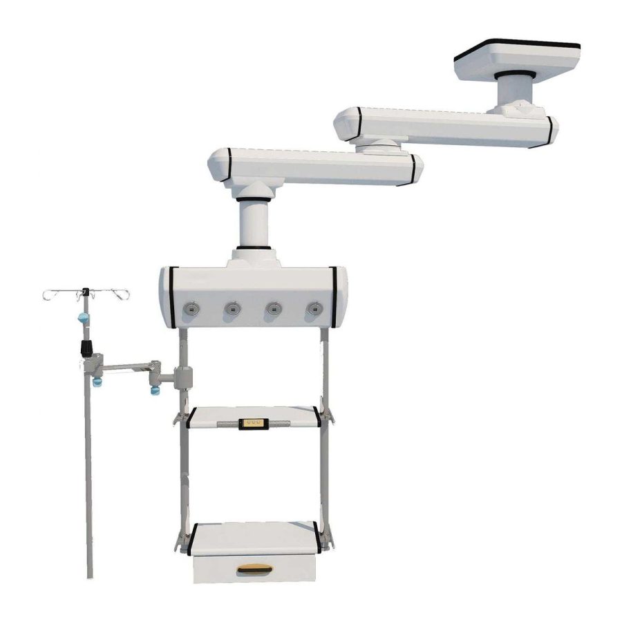 Double-Arm Ceiling Pendant with Gas Box and Shelves
