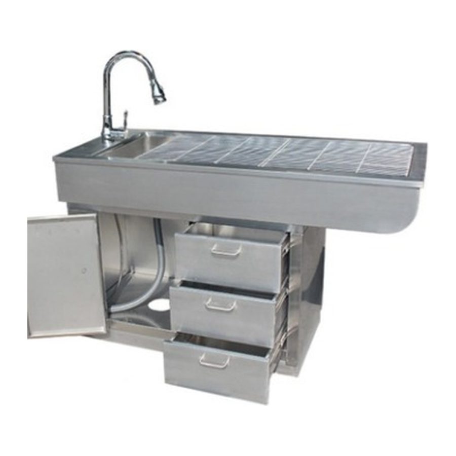 Wet and Dry Treatment Table with Faucet, Drawers and Cabinet