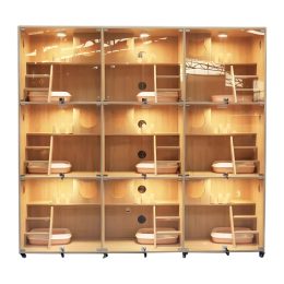 Large Wooden Cat Cage with 9 Compartments 1