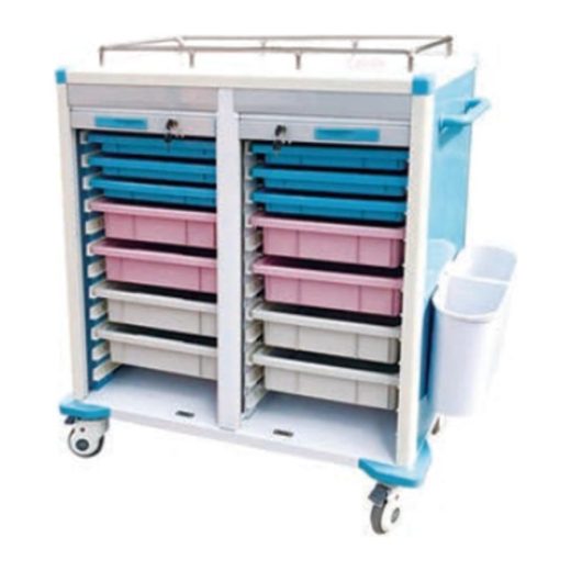 Double Medication Cart with Trays