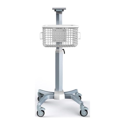Height-Adjustable Mobile Stand for Medical Equipment with Basket