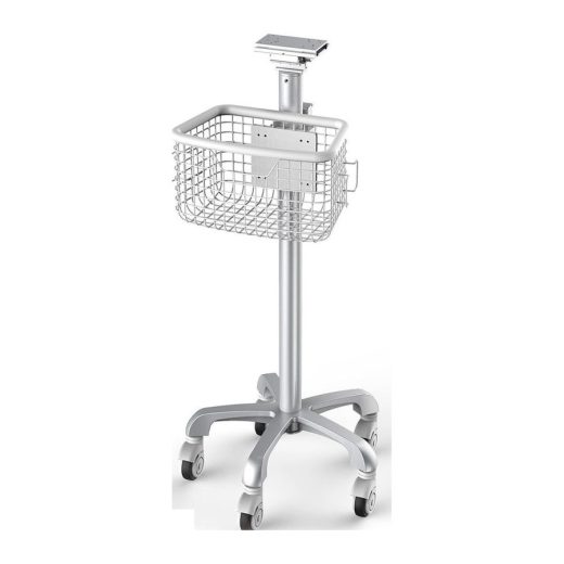 Mobile Stand for Medical Equipment with Basket and Round Base